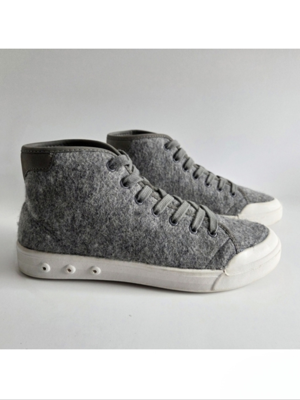 rag & bone Standard Issue Wool High Top Gray & White Lace-Up Sneakers, Size 8